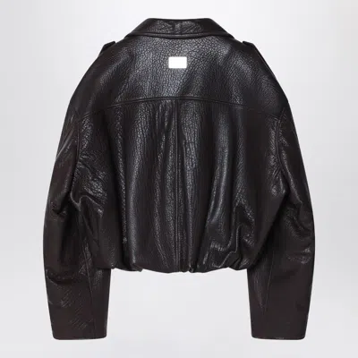 Acne Studios Brown Leather Over Bomber Jacket Women In Brown