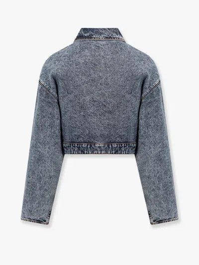 Alaïa Alaia Women Spiral Stone-washed Denim Jacket In Gray