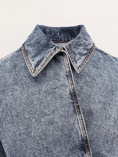 Alaïa Alaia Women Spiral Stone-washed Denim Jacket In Gray