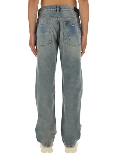 Amiri Straight Leg Mid-rise Distressed Trousers In Gray