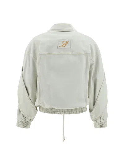 Blumarine Women Cotton Bomber Jacket In Gray