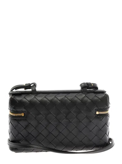 Bottega Veneta Black Vanity Case With Intrecciato Motiv In Leather Woman