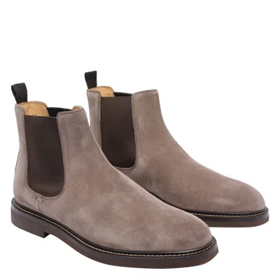Brunello Cucinelli Men Suede Chelsea Boots In Gray