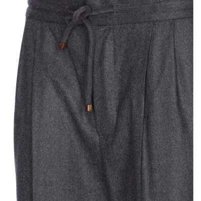 Brunello Cucinelli Men Virgin Wool Pants In Gray
