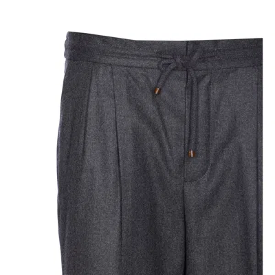 Brunello Cucinelli Men Virgin Wool Pants In Gray