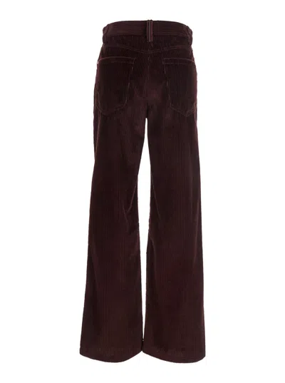 Brunello Cucinelli Bordeaux Corduroy Pants With Concealed Front Closure