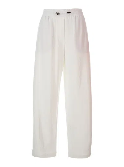 Brunello Cucinelli Hose Mit Elastischem Bund In White