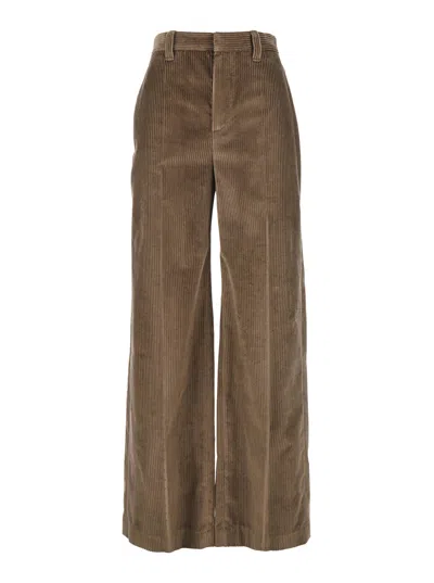 Brunello Cucinelli Brown Corduroy Pants With Concealed Front Closure