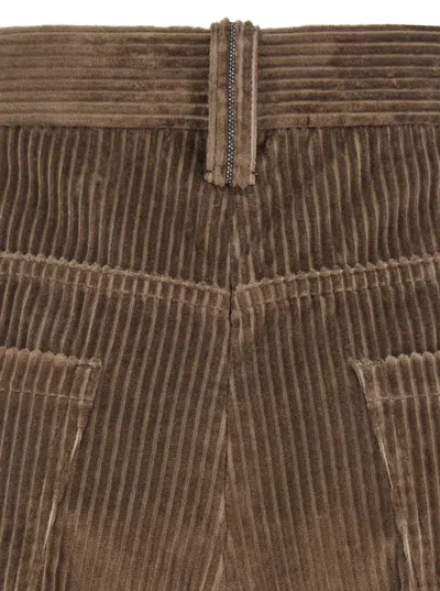 Brunello Cucinelli Brown Corduroy Pants With Concealed Front Closure