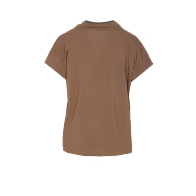 Brunello Cucinelli Rolled Cuffs V-neck Short Sleeve Top