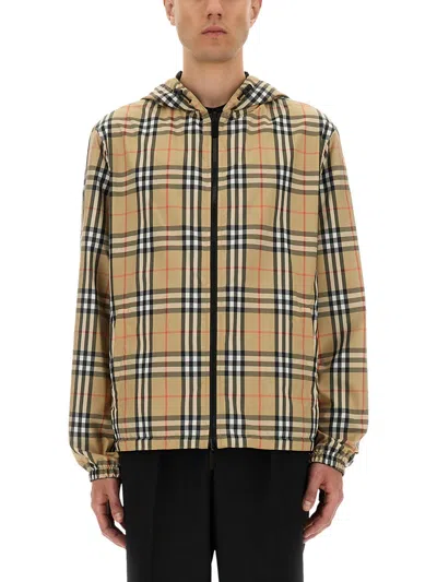 Burberry Printed Polyester Reversible Jacket In Neutral