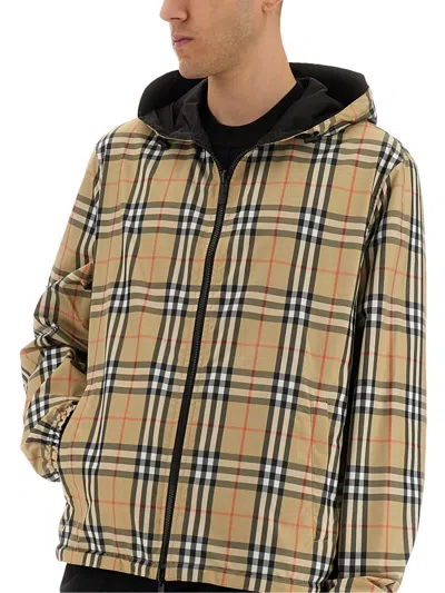 Burberry Printed Polyester Reversible Jacket In Neutral