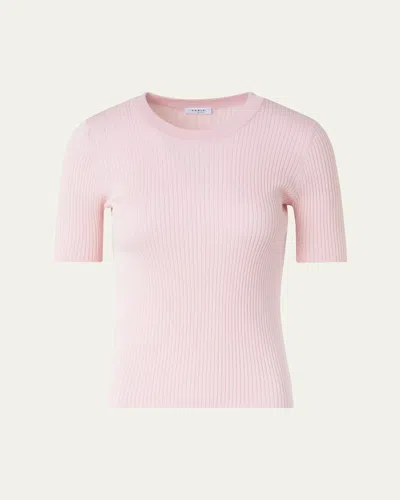 Akris Punto Twisted Cotton Ribbed Top In Pink