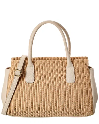 Persaman New York Lyra Straw & Leather Tote