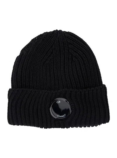 C.p. Company Accessories Knit Cap In Extrafine Merino Wool In Black