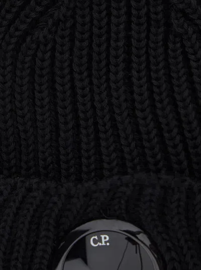 C.p. Company Accessories Knit Cap In Extrafine Merino Wool In Black