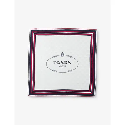 Prada Womens Neutral Printed Silk Twill Jacquard Scarf