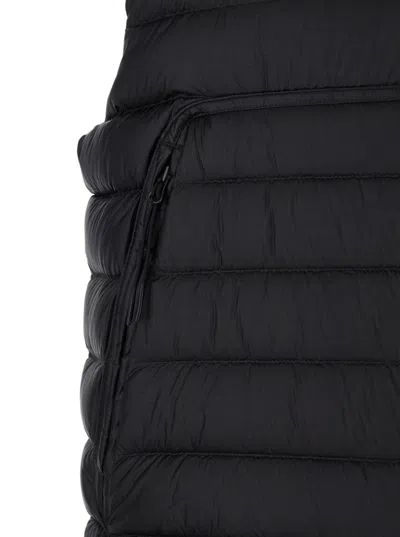 C.p. Company Men Black Vest With Mock Neck And Logo Plaque On The Side In Tech Fabric Man In Black