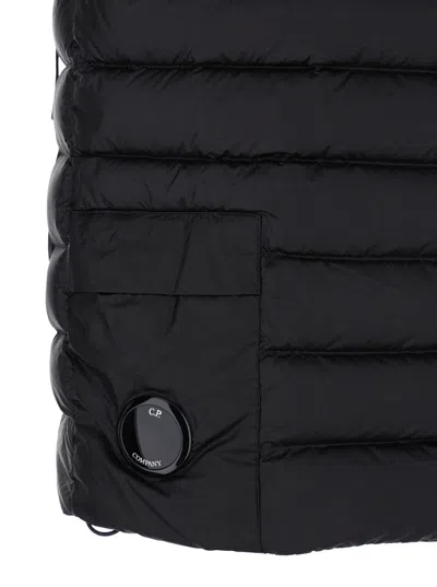C.p. Company Men Black Vest With Mock Neck And Logo Plaque On The Side In Tech Fabric Man In Black