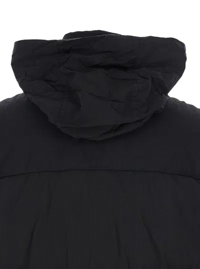 C.p. Company Black Vest With Mock Drawstring Neck And Logo Plaque On The Front In Black