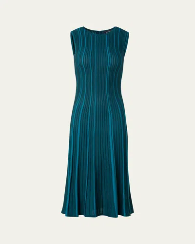 Akris Metallic Silk Rib-knit Midi Dress
