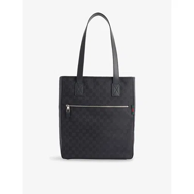 Gucci Mens Blk/blk/vrv Gg-monogram Canvas Tote Bag