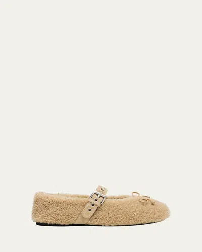 Miu Miu Shearling Mary Jane Ballerina Flats