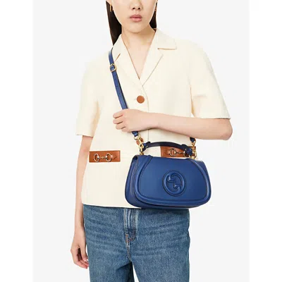 Gucci Womens Plastic Blu Blondie Medium Leather Top Handle Bag