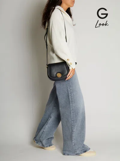 Chloé Women 'horse Medal' Black Shoulder Bag With Adjustable And Removable Shoulder Strap And Logo P In Black