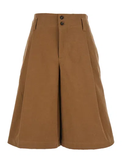 Chloé Chloe' Women Shorts Bermuda Wide Leg And High Waist In Cotton In Brown