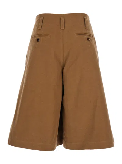 Chloé Chloe' Women Shorts Bermuda Wide Leg And High Waist In Cotton In Brown