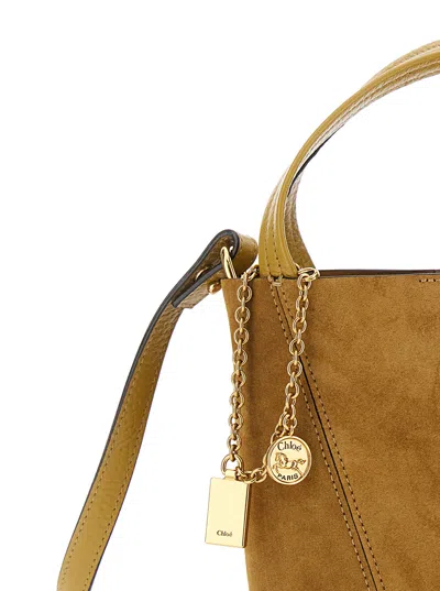 Chloé Spin Embellished Leather-trimmed Suede Tote