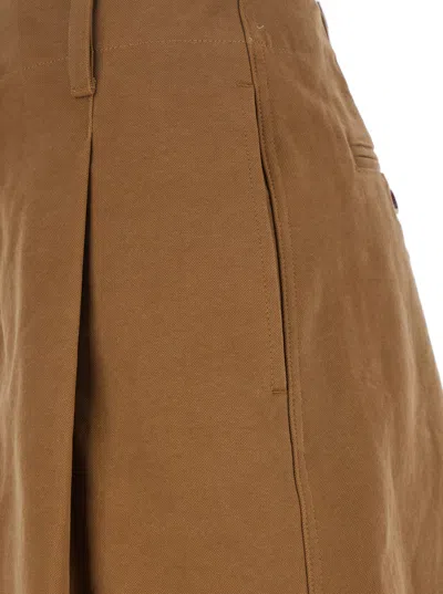 Chloé Chloe' Women Shorts Bermuda Wide Leg And High Waist In Cotton In Brown