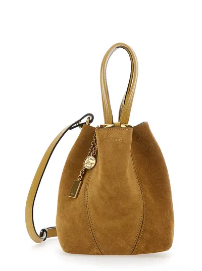 Chloé Spin Embellished Leather-trimmed Suede Tote