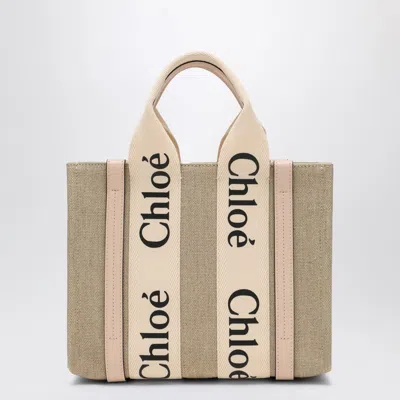 Chloé Woody Little Bag In Beige Canvas Women