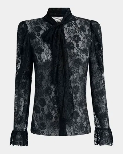 Chloé Tie-neck Lace Button-down Blouse
