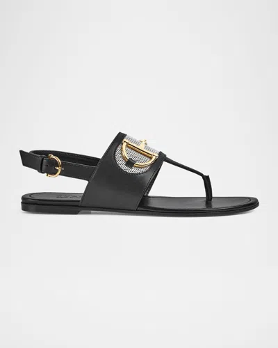 Gucci Horsebit Thong Slingback Sandals In Black