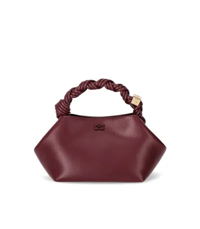 Ganni 'bou' Bordeaux Mini Handbag With Braided Handle And Removable Shoulder Strap