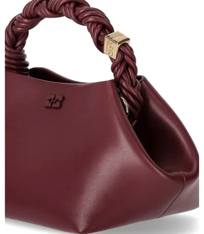 Ganni 'bou' Bordeaux Mini Handbag With Braided Handle And Removable Shoulder Strap