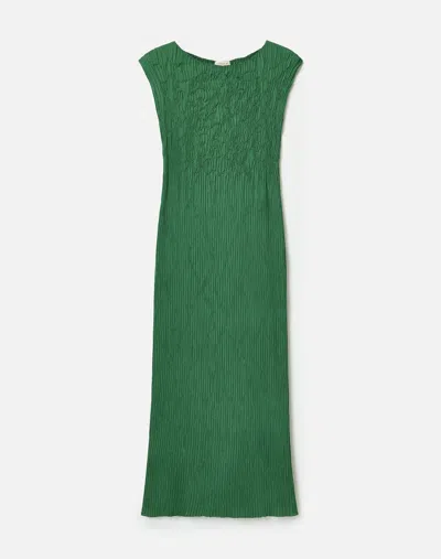 Lafayette 148 Satin Plisse Smocked Cap Sleeve Maxi Dress In Green