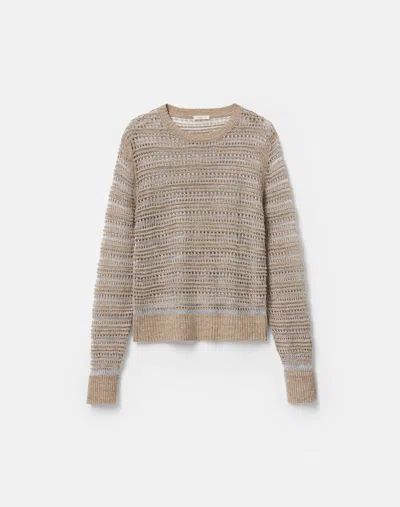 Lafayette 148 Metallic Lace Open Knit Long Sleeve Sweater