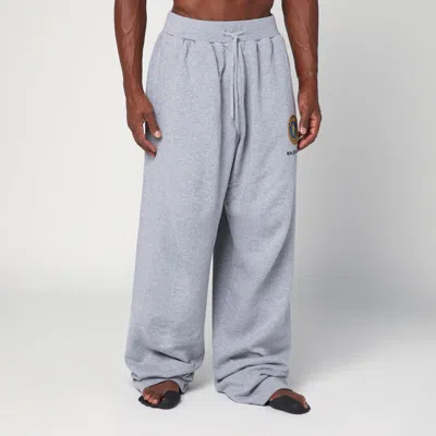 Balenciaga Wide Grey Uniform Merch Trousers In Gray