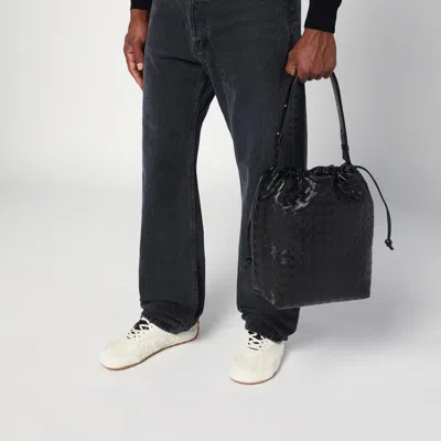 Bottega Veneta Men Bucket Intrecciato Biblioteca Leather Shoulder Bag In Multi