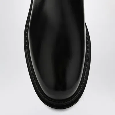 Dolce & Gabbana Black Brushed Leather Ankle Boot Scarpe Basse Black