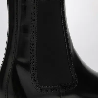 Dolce & Gabbana Black Brushed Leather Ankle Boot Scarpe Basse Black