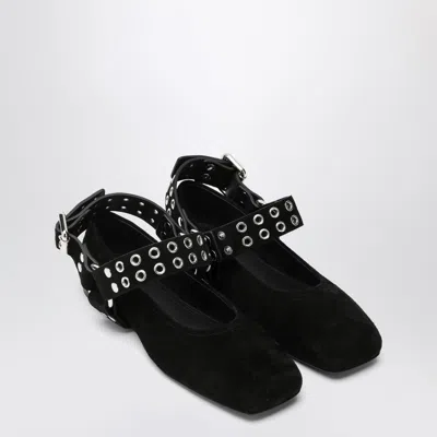 Alaïa Suede Ballerinas With Buckle Detail And Studded Strap