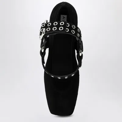 Alaïa Suede Ballerinas With Buckle Detail And Studded Strap