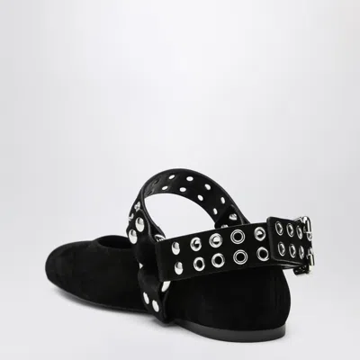 Alaïa Suede Ballerinas With Buckle Detail And Studded Strap