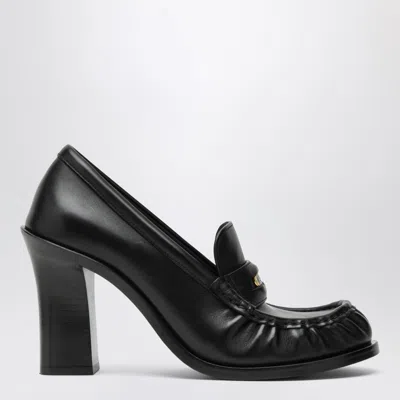 Burberry Cadet Black Leather Loafers With Heel