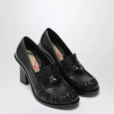 Burberry Cadet Black Leather Loafers With Heel